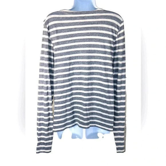 J. Crew woman’s pullover top. Gray and white stripes. Size Medium - Picture 2 of 7